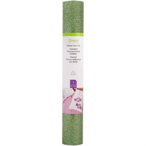 Cricut Glitter Iron-On 30x48cm (Green); 1 roll 12 in. x 19 in. Glitter Iron-on; Ideal for T-shirts, team or club wear, bags, aprons, home decor, and more!; Use with all Cricut® cutting machines